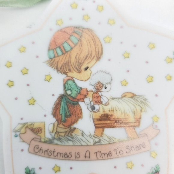 1993 Precious Moments Christmas is a Time to Share Nativity Star Ceramic Porcela - Picture 2 of 4